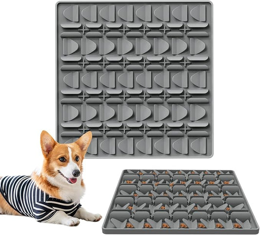 Snuffle Mat for Dogs, Silicone Snuffle Mat Dog Feeding Mat Slow Feeder, Encourages Natural Foraging Dog Sniff Mat, Stress Relief, Smell Training, Digging Toys for All Breed Dogs (Grey)
