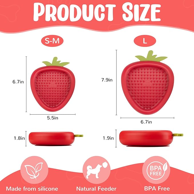 Freeze Dog Lick Bowl, Animire Non-Slip Slow Feeder Lick Mat for Dogs, Silicone Dog Enrichment Bowl for Distraction Anxiety Relief Boredom, BPA Free, Dishwasher Safe(Red,S)
