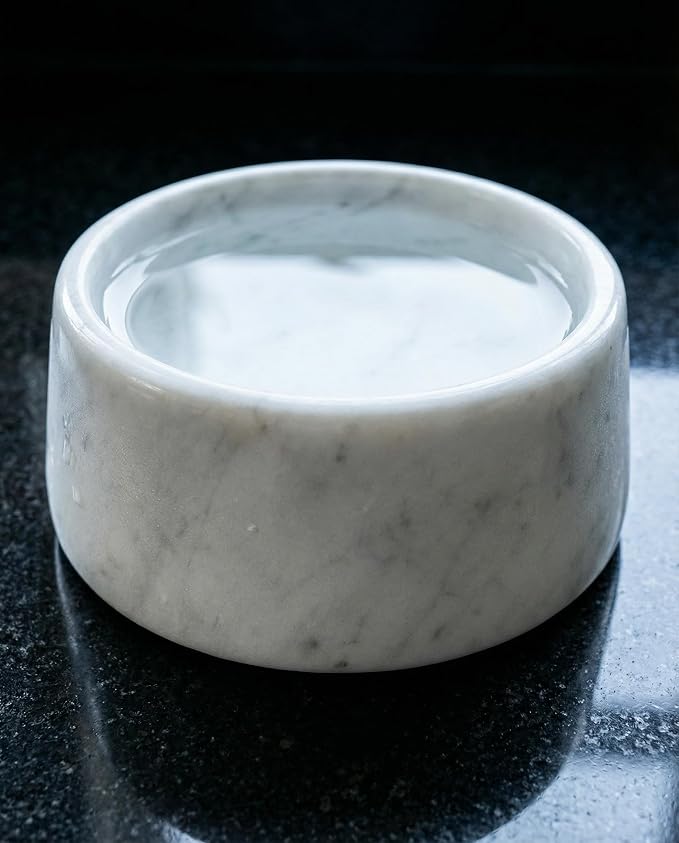 OOBOOB Natural Marble Dog Bowls, Non-Slip Heavy Weight Dog Food Bowl & Dog Water Bowl with Minimalist Design, Premium Marble Texture Pet Bowl for Small to Medium Dogs & Cats