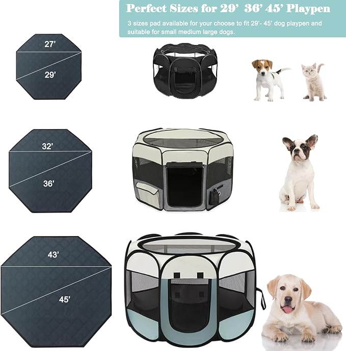 Dog Playpen Mat, Washable Pee Pad for Octagon Puppy Whelping Pading Leakproof Potty Training Pad Liner for Crate Kennel Indoor