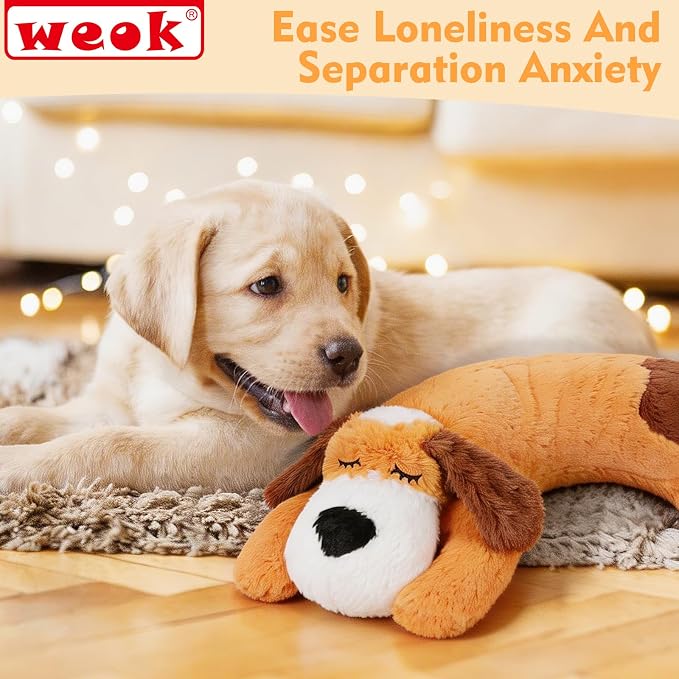 WEOK Heartbeat Puppy for Dogs-for Separation Anxiety Relief, Heartbeat Stuffed Animal Anxiety Calming Behavioral Aid Plush Toy for Dogs Cats Pets