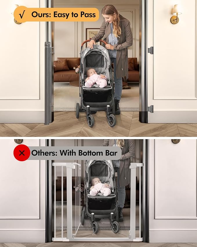 (2 Pack) Retractable Baby Gate for Stairs & Doorways,55" Wide x 33.6" Tall Easy Installation Mesh Dog Gate for Indoor & Outdoor Use,Pet and Dog Safety Gate for Hallways(Grey)
