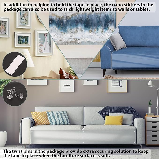 Anti Cat Scratch Furniture Protector, Transparent Self-Adhesive Couch Furniture Protectors from Cats Scratching Claws, Cat Scratch Couch Protector (3.2”x 33 Yards)