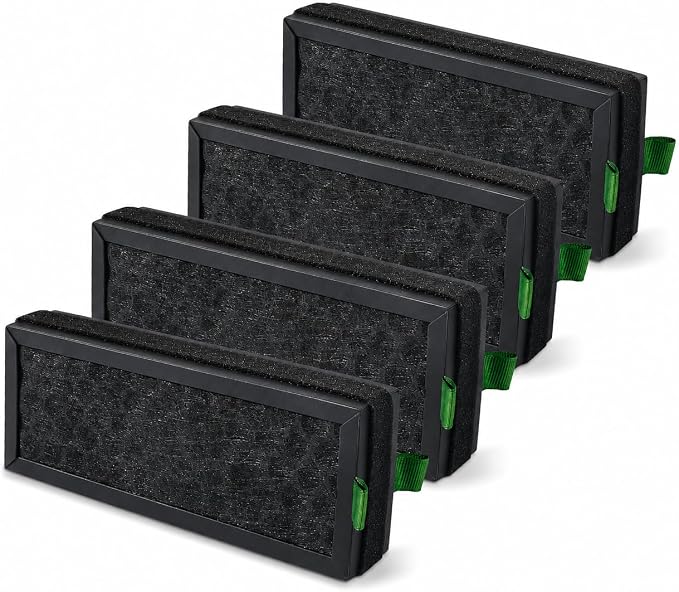 4 Pack Air Filter Replacement Compatible with PETLIBRO Luma Smart Cat Litter Box, 800 Iodine Value Activated Carbon Filter, Strong Odor Control, Multi-Layer Filtration for Fresh Air