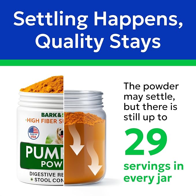 BARK&SPARK Pumpkin Powder for Dogs - 8oz Powdered Fiber Supplement and Stool Softener - Upset Stomach, Food Sensitivity - Improve Digestion - 8oz Powder