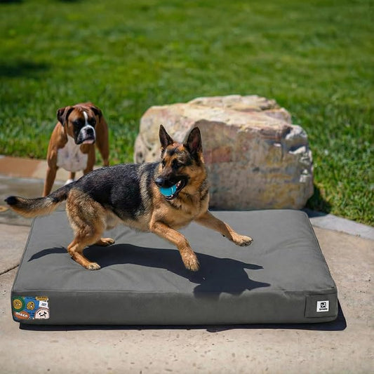 Sytopia 42 Inch Canvas Outdoor Dog Bed for Extra Large Dogs, Durable Dog Bed with Waterproof Machine Washable Removable Cover, Indoor Patio Pet Pad for Crate, Dark Grey