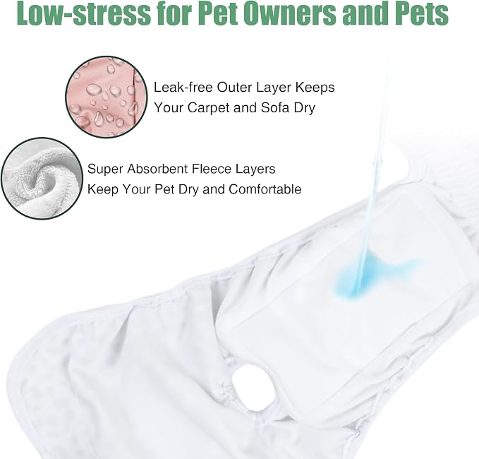 wegreeco Washable Female Reusable Premium Dog Diapers,Pack of 3,Small Dog Puppy & Doggy Diapers Female,Dog Period Panties Diapers Female in Heat