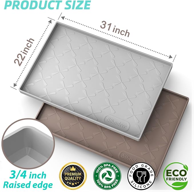 SIKADEER 31" x 22" Under Sink Mat Waterproof, Silicone Mat Kitchen Drawer Shelf and Cabinet Liner, Sink Protector for Kitchen Organizers and Storage, Boot Tray Pet Food Mats