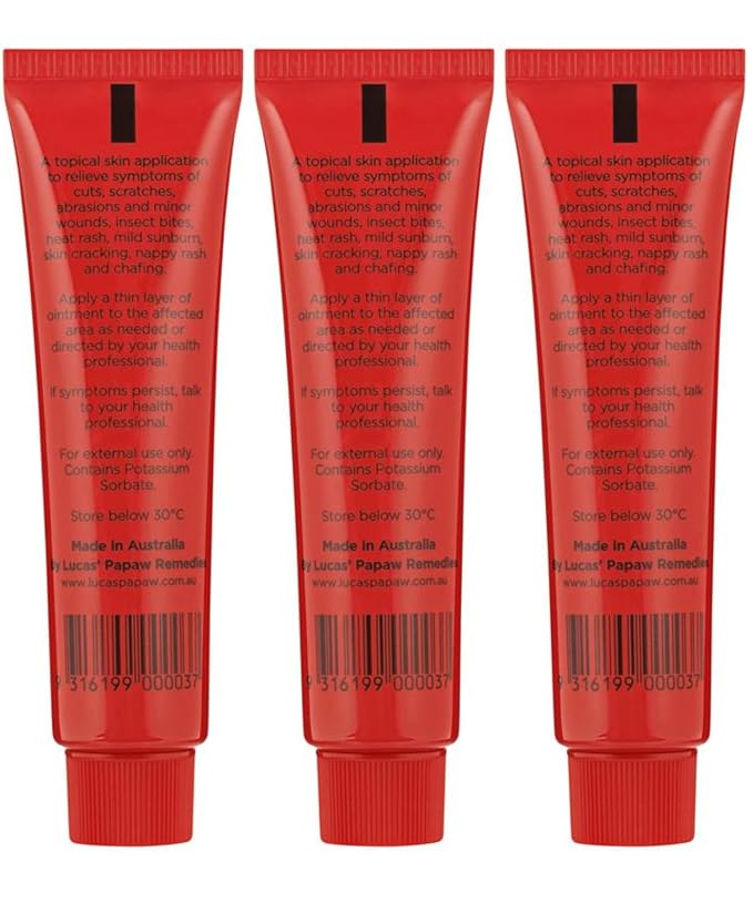 Lucas Papaw Ointment 15g Tubes with Lip Applicator — 3 Pack — Fermented Papaya Lip Balm for Dry, Chapped Lips, Travel Size, Made in Australia