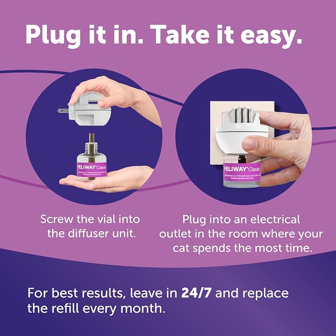 FELIWAY Classic Cat Calming Diffuser Refill (6 Pack, 180 Day) – Cat Pheromone Diffuser Refill Reduces Stress‑Related Behaviors Like Spraying, Scratching, Hiding