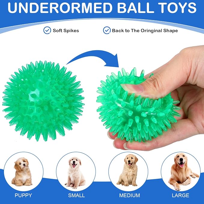 Hanaive 36 Pcs Squeaky Balls for Dogs Squeaky Dog Toys Bulk 2.5 Inch Spiky Pet Chew Balls Interactive Fetch Toys for Puppy Cleans Teeth and Training