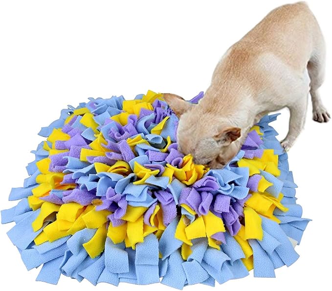 LIVEKEY Dog Snuffle Mat, Feeding Mat for Dogs, Durable Interactive Puzzle Toys for Training Foraging Skills(Yellow&Blue&Purple)
