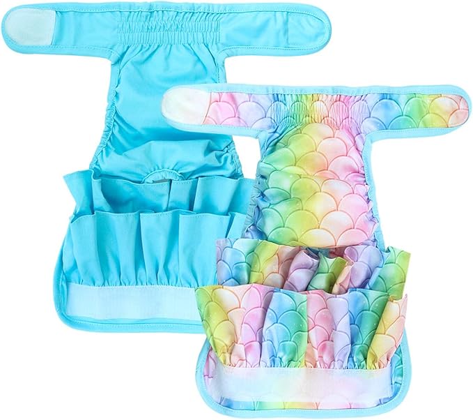 Washable Female Dog Diapers(7 Pack), Premium Comfort Reusable Doggy Diapers, for Female Dog in Period Heat (Style A, XS)