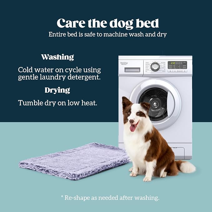 PELZIN Stoutwool Indestructible Dog Bed - Fluffy Chew Proof Dog Crate Pad - Tough Kennel Pad for Aggressive Chewers - Ideal for Extra Large Breeds & Fits 48-Inch Crate - 47"x29", Jacaranda