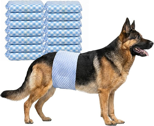 Male Dog Diaper Disposable Wraps for Waist 24–29.5 in,22 Count Leakproof, Super Absorbent, Adjustable Fit, Wetness Indicator, XL