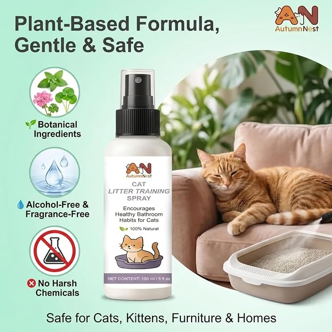 Cat Litter Training Spray, 2 Pack (300ml Total) – 150ml Each Natural Attractant for Cats & Kittens – Helps Guide Proper Litter Box Use – Indoor Toilet & Litter Box Training Aid
