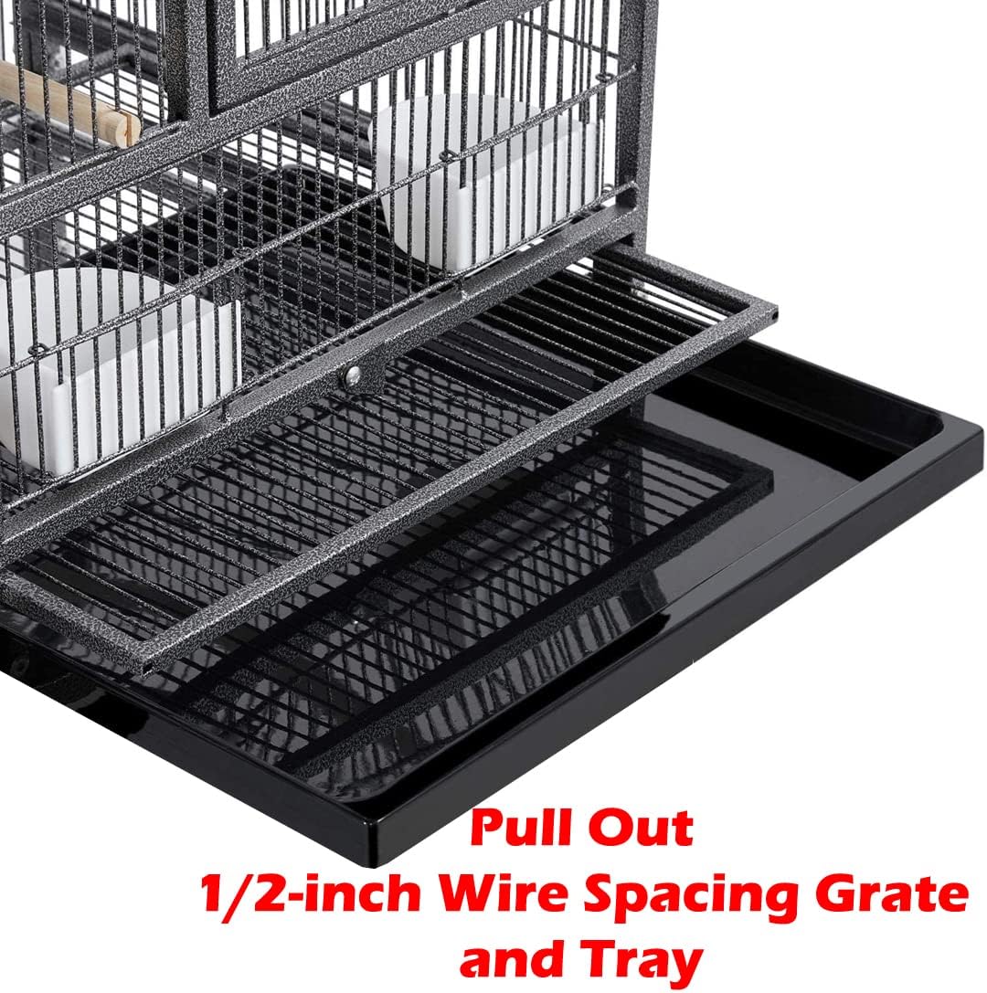 Combo Breeding Stacker Center Divided Breeder Bird Flight Double Rolling Cage with Side Breeding Nest Door (Black Vein, Triple Stack)