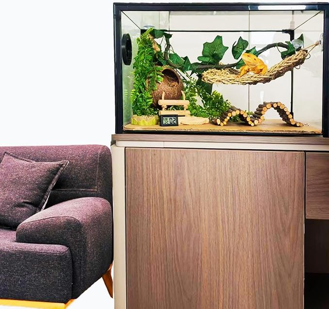 TEICCI Bearded Dragon Tank Accessories Set,10-Piece Kit Leopard Gecko Tank Accessories with Bearded Dragon Hammock, Large Reptile Bridge Hammock,Decor Suitable for Lizards, Geckos, and Chameleons