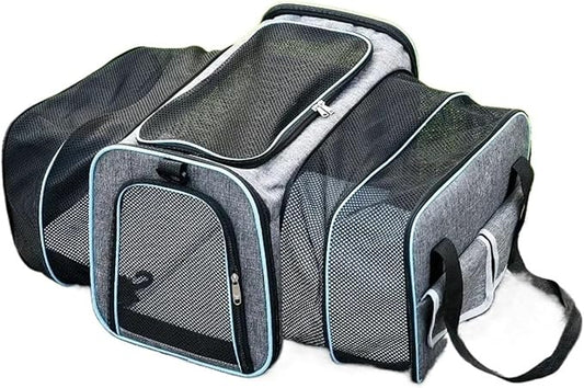 Portable Foldable Expandable Cat Backpack Carrier, Airline Approved Breathable Pet Travel Bag for Dog Accessories(Blue 2 Sides)