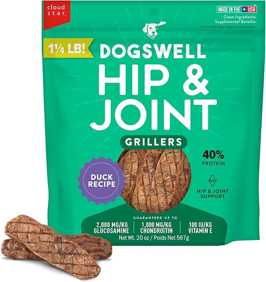 Dogswell Hip & Joint Grillers Dog Treats, Duck, 20 oz. Pouch