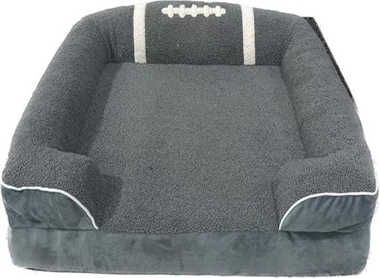 Orthopedic Dog Bed 22x19inch,Egg Crate Foam Pet Bed with Removable Bolsters for Small Dogs & Cats up to 15lbs,Fully Detachable Design& Non-Slip Bottom (Grey, Size S)