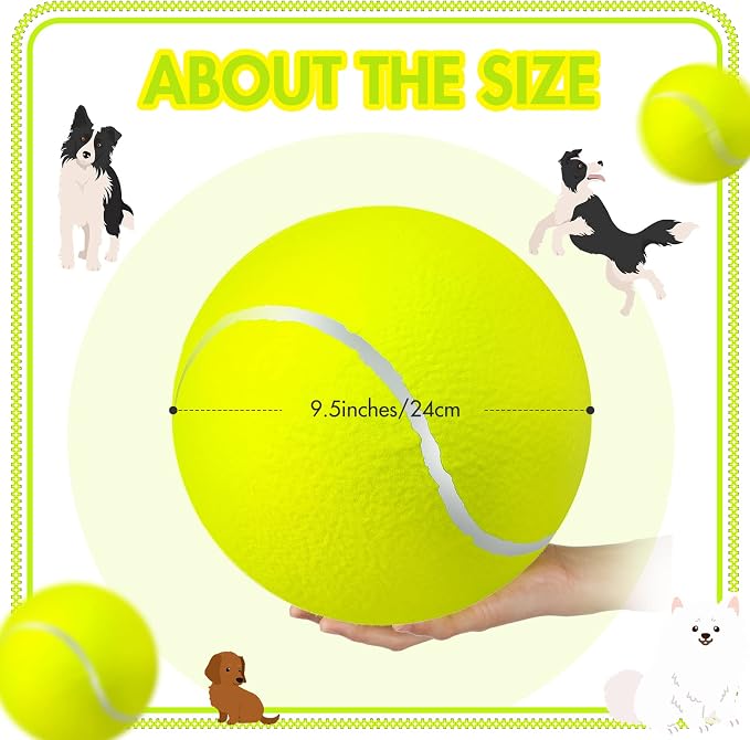 Sratte 6 Pieces Large Giant Tennis Ball for Dogs 9.5'' Inflatable Large Dog Toy Balls for Indoor Outdoor Training Playing Sports (Fluorescent Yellow)