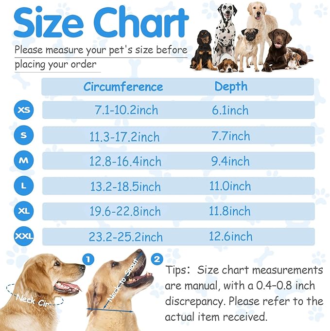 Upraded Dog Cone Collar After Surgery, Adjustable Soft Dog Cone, Soft Inner & Sturdy Protective Recovery Elizabethan Collar for Dogs to Stop Licking Wounds (S)