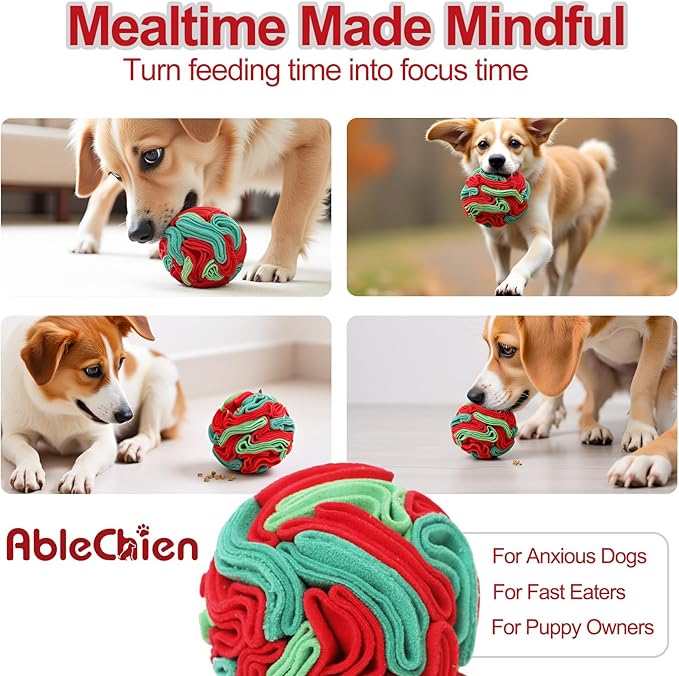 Ablechien Snuffle Ball for Dogs - Interactive Dogs Toys to Keep Them Busy, Dog Puzzle Toy, Christmas Dog Toys Gifts for Small, Medium Pet Daily Companionship, Training Reward Gift