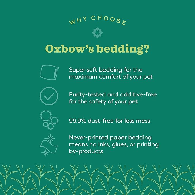 Oxbow Pure Comfort Bedding, Rabbit, Hamster, & Guinea Pig Bedding, Bunny Supplies for Litter Box, Pet Safe, Low Dust, White Paper, 72 Liter Bag