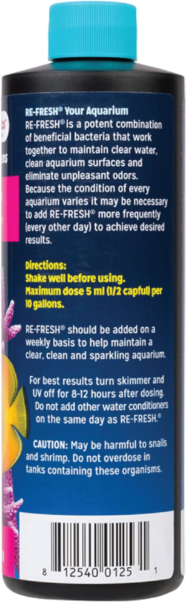 Dr. Tim’s Aquatics Saltwater RE-Fresh for Natural Fresh Sparkling Water – For Fish Tanks, Aquariums – Reduces Organics, Preserves Clean Waters, Odor Free – Eco-Friendly, 100% Natural – 4 Oz.