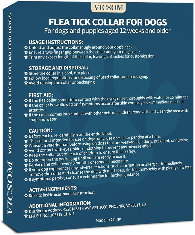 Flea and Tick Collar for Dogs 4 Pack, 32 Months Prevention, Waterproof, Adjustable for Small Medium Large Dogs Puppies (Black)