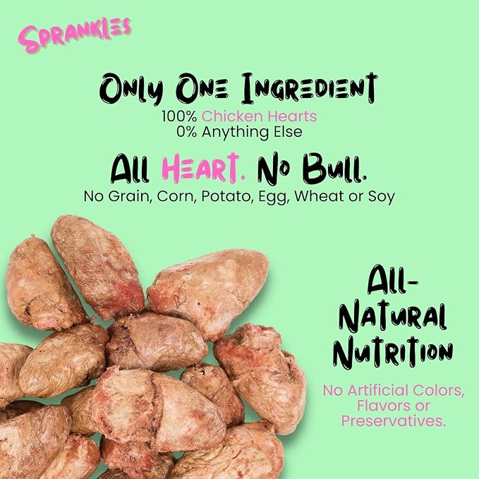 Freeze Dried Chicken Heart Treats for Cats & Dogs - 6 Oz Bag - Single Ingredient All Natural Grain-Free, High Protein, Made in USA - Perfect for Training, Topper or Snack (Chicken Hearts)