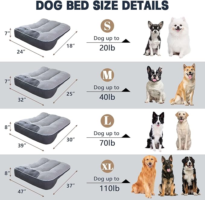 Orthopedic Dog Bed for Medium Dogs, Rectangle 32"x25"x7", Durable Warm Soft Plush Pet Couch Bed, High-Density Sponge Joint Relief, Calming Anti-Anxiety Dog Crate Pad with Non-Slip Bottom