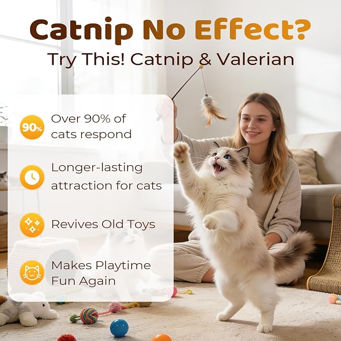 Catnip Spray with Valerian | Double Plant-Power Loved by 90% of Cats,Extra-Strength Attractant to Refresh Toys & Supercharge Playtime
