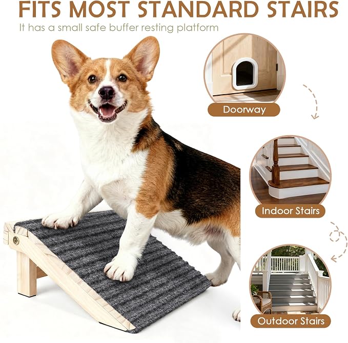 3-in-1 Dog Ramp for Stairs, Foldable Dog Stairs for Senior Dogs | 4.2"H, 3 Pack, Dog Steps & Calf Stretcher & Footrest, Gentle on Hips & Joints for Medium Dogs, Anti-Slip & Portable