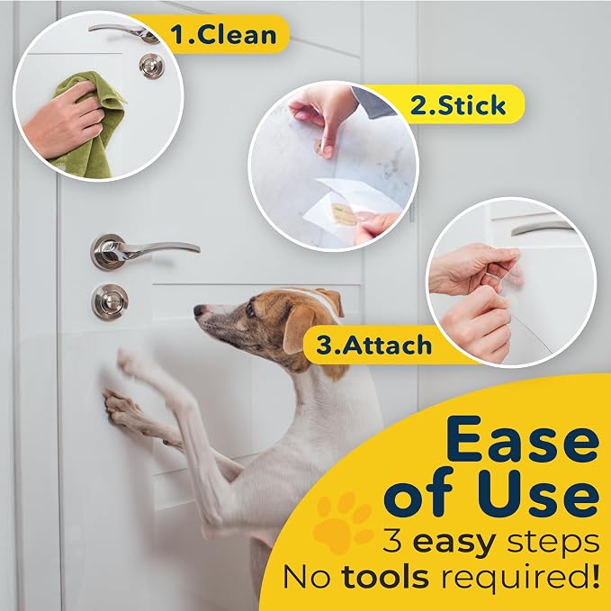 PROTECTO Heavy Duty Door Protector from Dog Scratching, 18 x 12” Clear Door Scratch Protector, Easy to Install on Window, Wall, Screen & Sliding Doors | Cat Scratch Guard for Indoors Outdoors