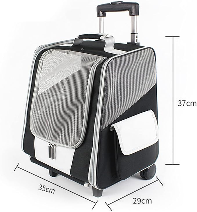Rolling Pet Travel Carrier Backpack with Wheels 4 in 1 Pet Carrier Soft-Side Dog Carriers Luggage Bag,Mesh Ventilation Windows, Storage Pockets for Walking, Hiking