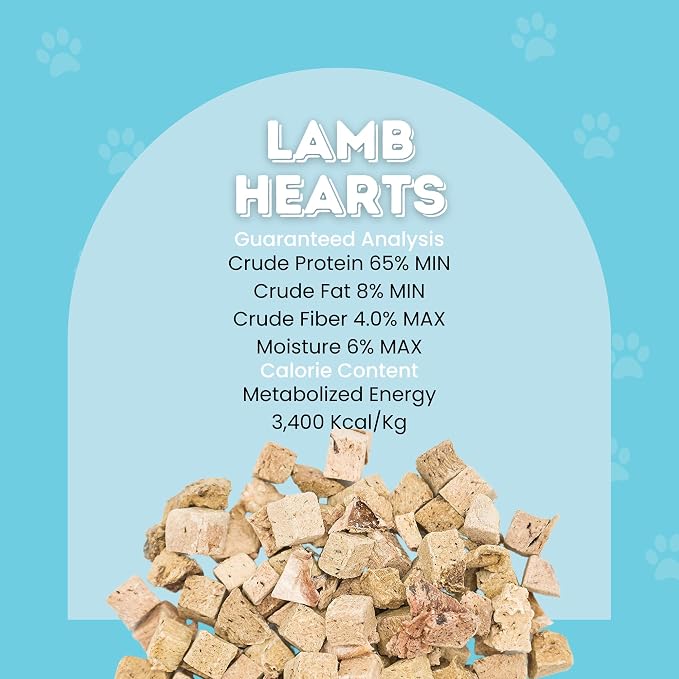 hotspot pets Freeze Dried Lamb Heart Treats for Cats & Dogs - 1LB Big Bag- Single Ingredient All Natural Grain-Free - Perfect for Training, Healthy Topper or Snack - Made in USA