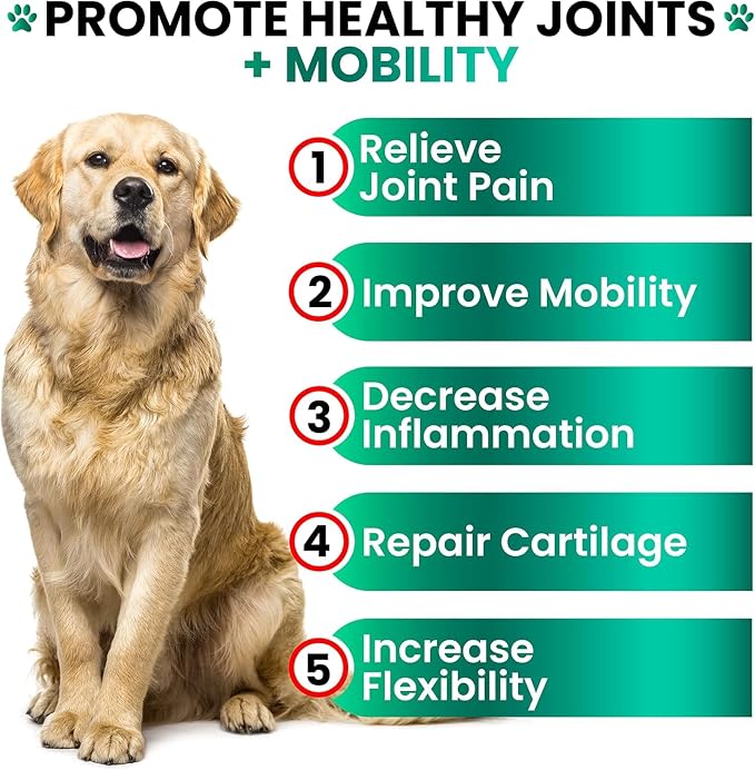 Grateful Pawz Hemp Hip and Joint Supplement for Dogs - Glucosamine for Dogs - 160 Joint Pain Relief Treats - Chondroitin, MSM - Advanced Health Supplement - Beef Liver Flavor - Made in USA