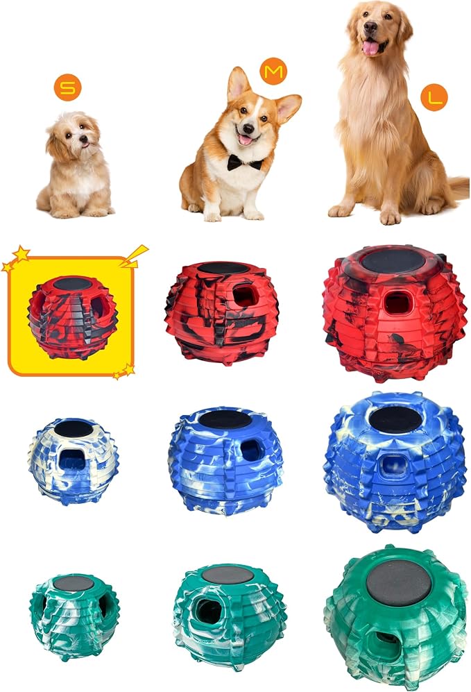 XHX Long-Lasting Interactive Dog Toy Safe for Small Dogs 10-25 lbs(Small, Red and Black)