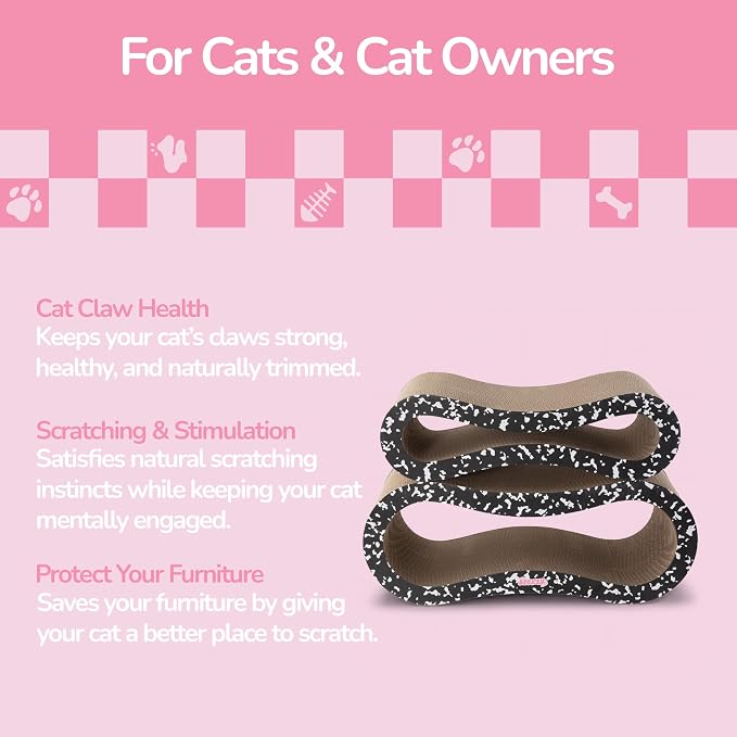 Suvi 26" Modern Cardboard Infinity 2-in-1 Lounge Bed Cat Scratcher with Catnip, Black and White Composition Notebook, Corrugated Scratching Surface and Tunnel for Indoor Cats CSR1014G