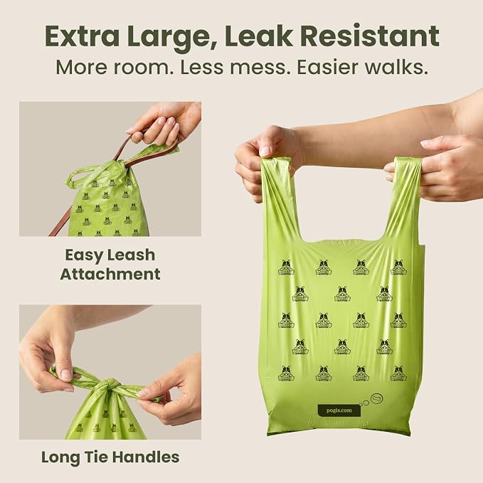 Pogi’s Dog Poop Bags with Handles – Extra-Thick, Leak-Proof, Large, Fresh Scent, 300-Count