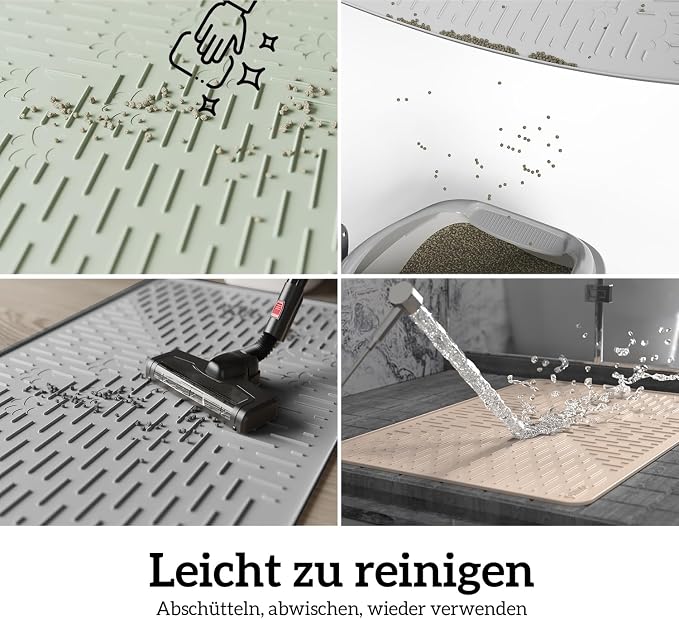 OHMO Cat Litter Mat Trapping Mat Premium Silicone Rubber 23.5x16 Beige, Waterproof and BPA Free Kitty Litter Box Mat, Easy to Clean and Keeps The Floor Tidy