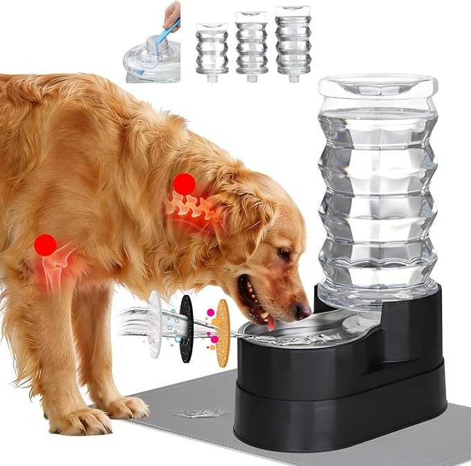 RIZZARI 8L Elevated Pet Water Dispenser – Stainless Steel Gravity Waterer | for Medium/Large Dogs & Senior Pets, Comfortable Drinking Height for Living Rooms & Multi-Pet Homes, Auto refill