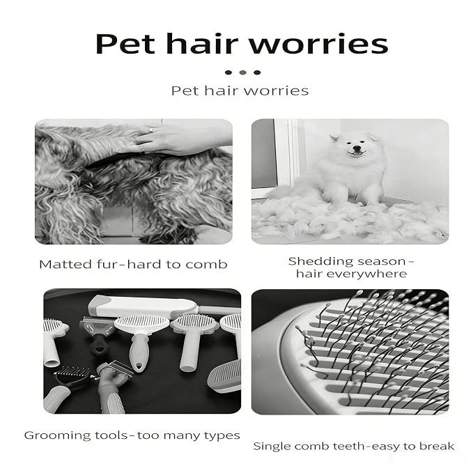 2-in-1 Detangling & Grooming Comb: Professional Deshedding for Dogs & Cats. Gentle Undercoat Rake that Safely Removes Mats, Tangles & Loose Fur – Perfect for Both Long and Short Hair Pets (B WHITE)