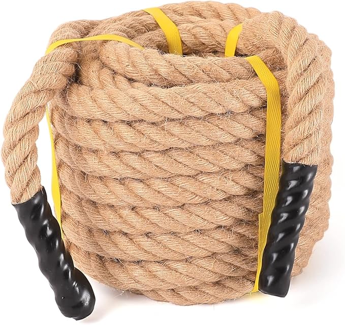 Jute Rope 1 in × 50 ft Natural Material Heavy Duty Jute Rope Twisted for Indoor Outdoor Crafts, Nautical, Tug of War, Railing, Hammock, Swing, Gardening, Climbing