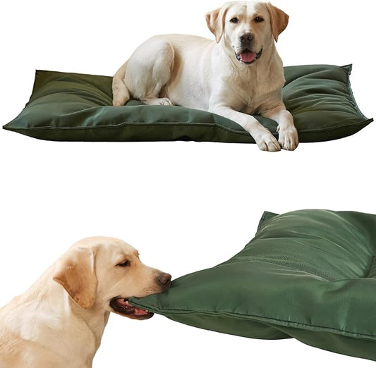 Chew Proof Indestructible Dog Bed - Durable Dog Bed for Aggressive Chewers, Machine Washable & Waterproof Indoor Outdoor Crate Pad, Tough Kennel Pad for Small Dogs (X-Small (17"x23"),Green)
