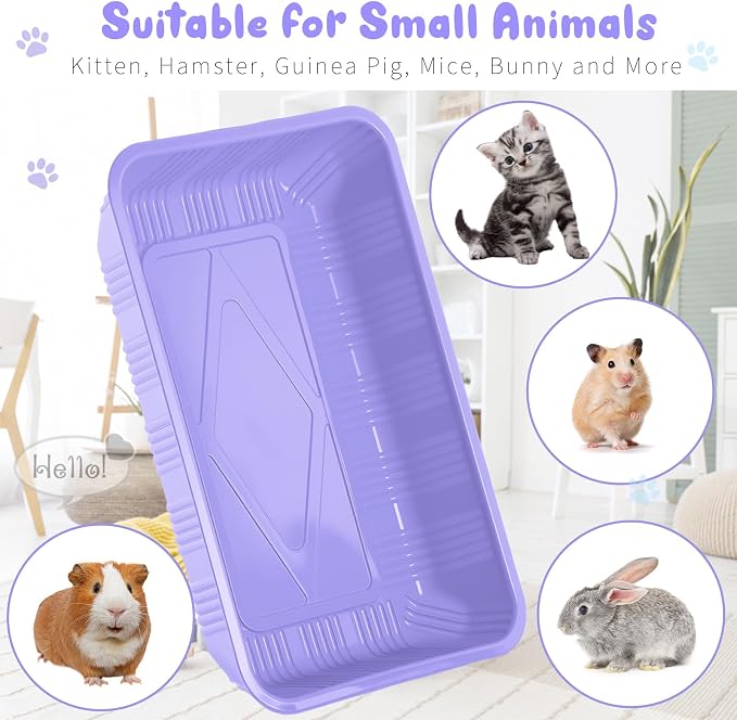 Tessco for you 30 Pack Disposable Cat Litter Boxes, Plastic Leakproof Litter Trays for Cats, Disposable Travel or Temporary Litters Pan for Kittens and Small Pets, 16.7 x 10.5 x 3.4 Inch(Light Purple)