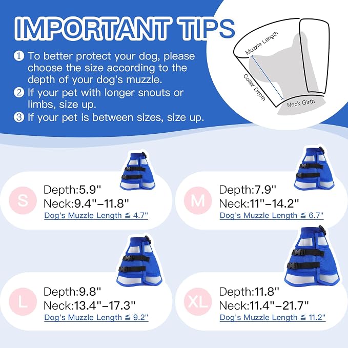 Dog Recovery Collars & Cones, Medium Dog Collar, Blue, L | Adjustable Dog Soft Cone, Stop Licking Wounds After Surgery & Skin Disease, Lightweight, Comfortable Elizabethan Collar