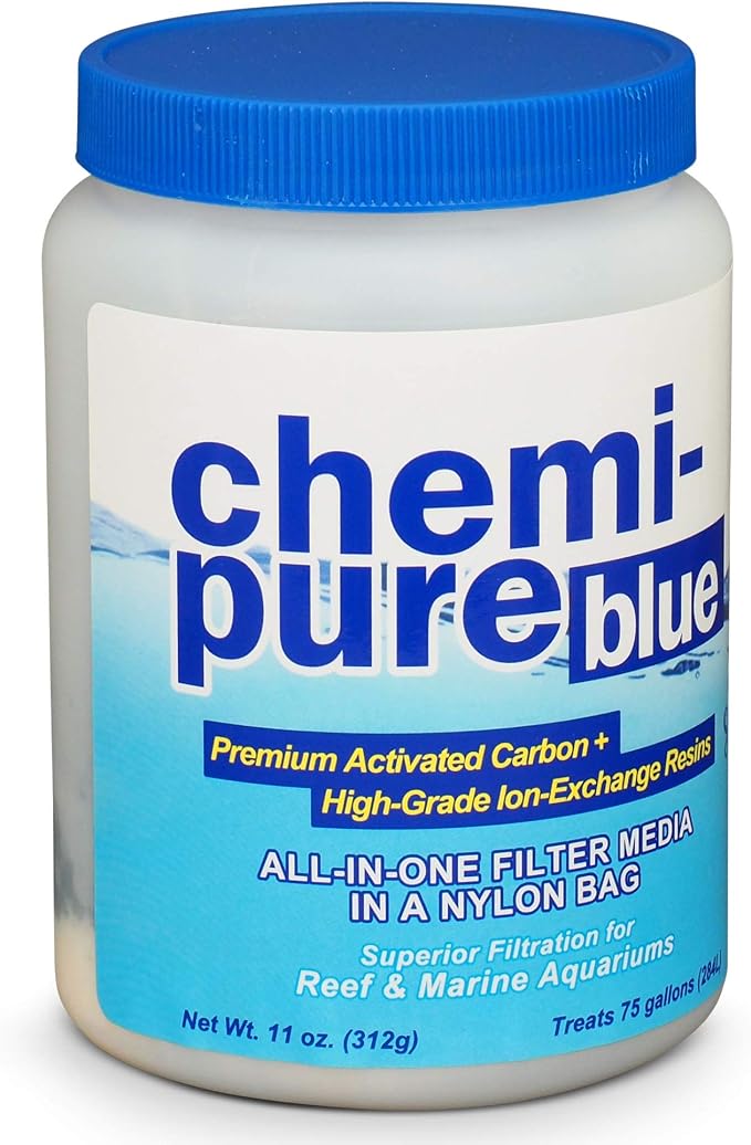Boyd Chemi‑Pure Blue 11 oz Aquarium Filtration Media Premium Extruded Carbon + Ion‑Exchange Resins in Nylon Bag Clears Toxins, Phosphates & Metals